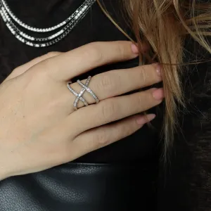 Double Cross Diamond Ring