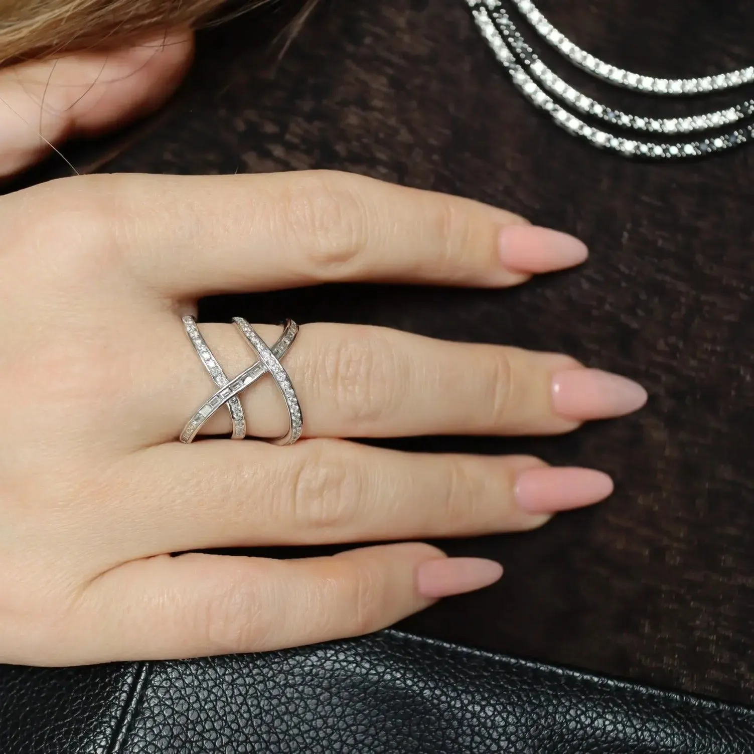 Double Cross Diamond Ring