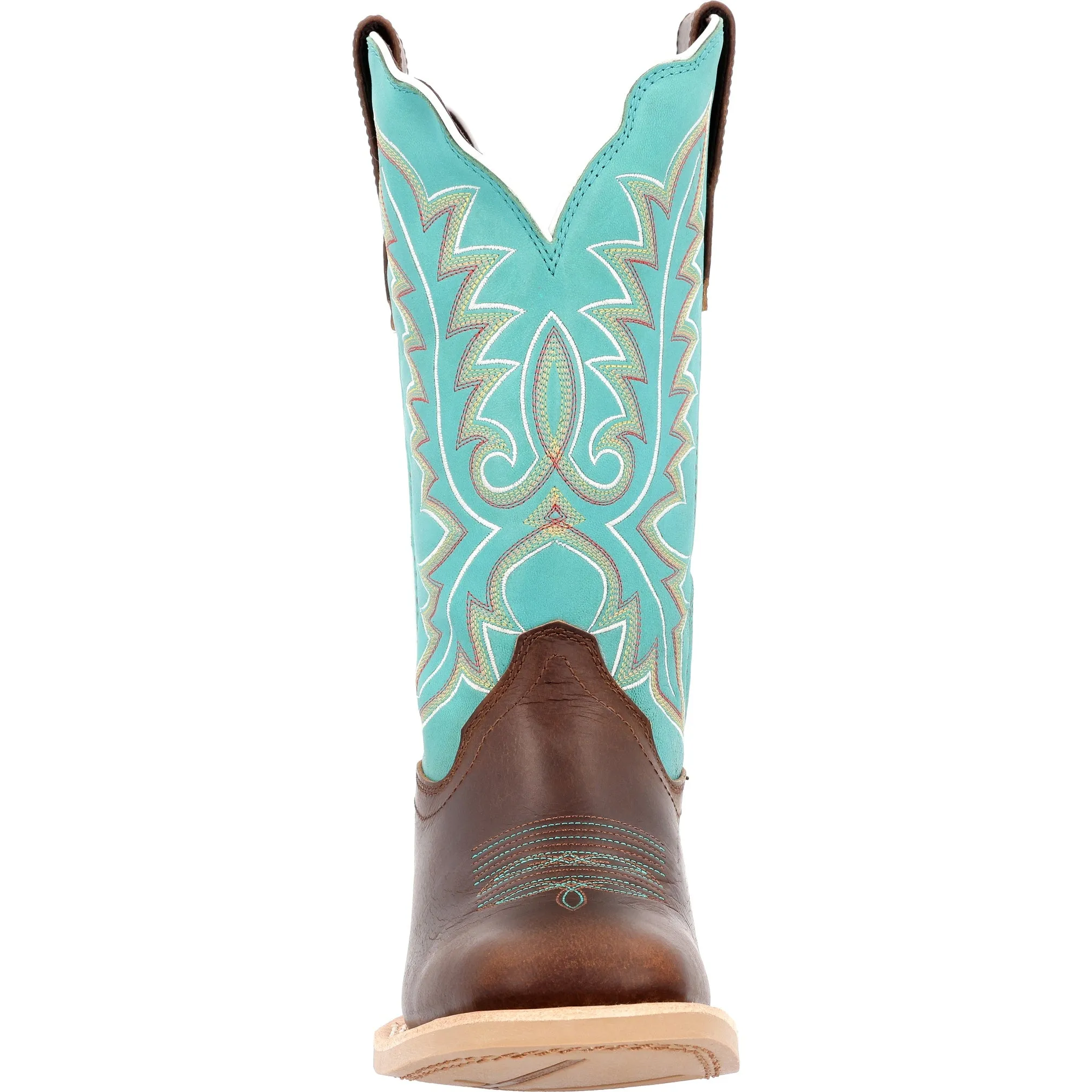 Durango Women’s Bay Brown Artic Blue Leather Square Toe Boot DRD0443