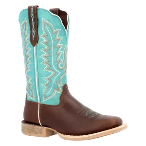 Durango Women’s Bay Brown Artic Blue Leather Square Toe Boot DRD0443