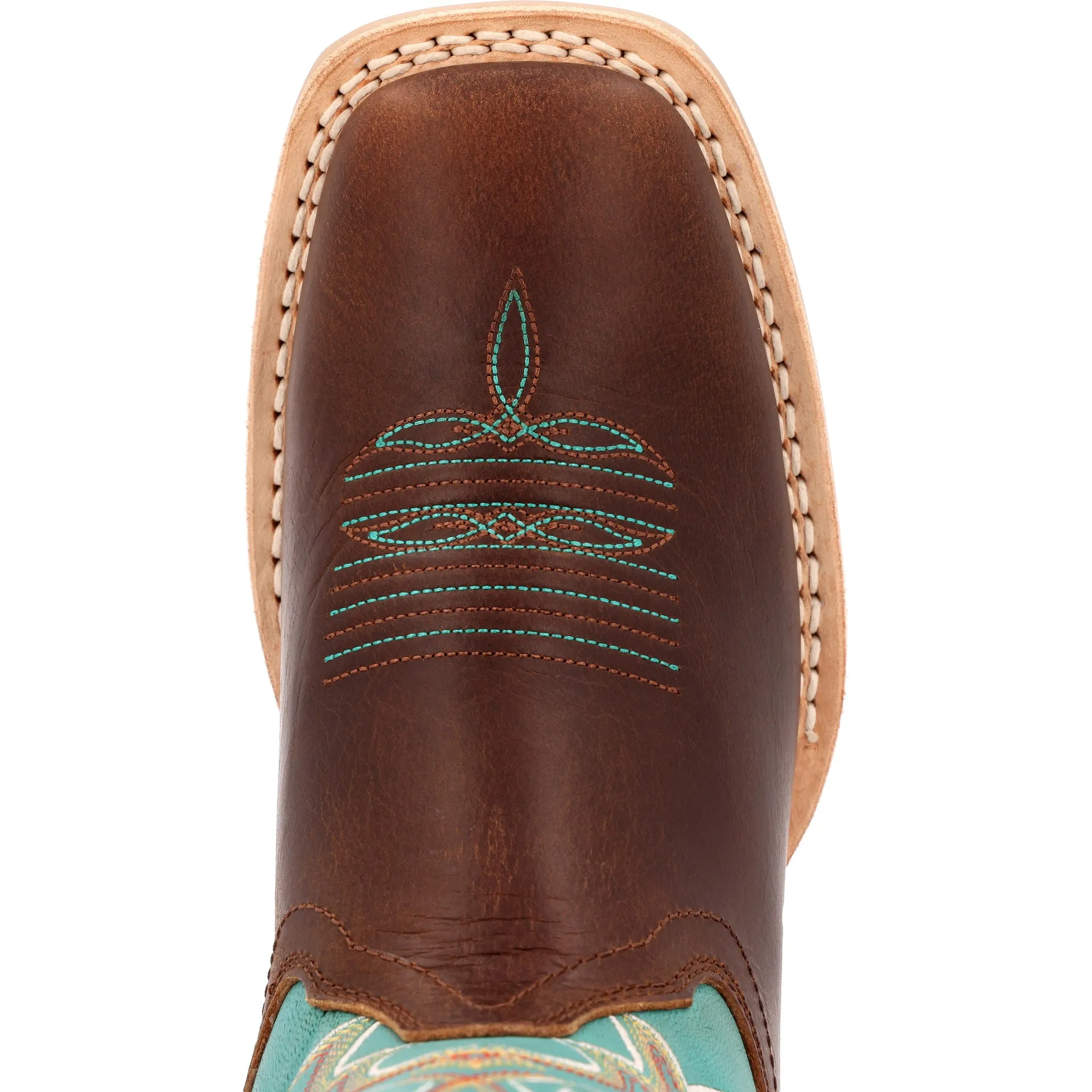 Durango Women’s Bay Brown Artic Blue Leather Square Toe Boot DRD0443
