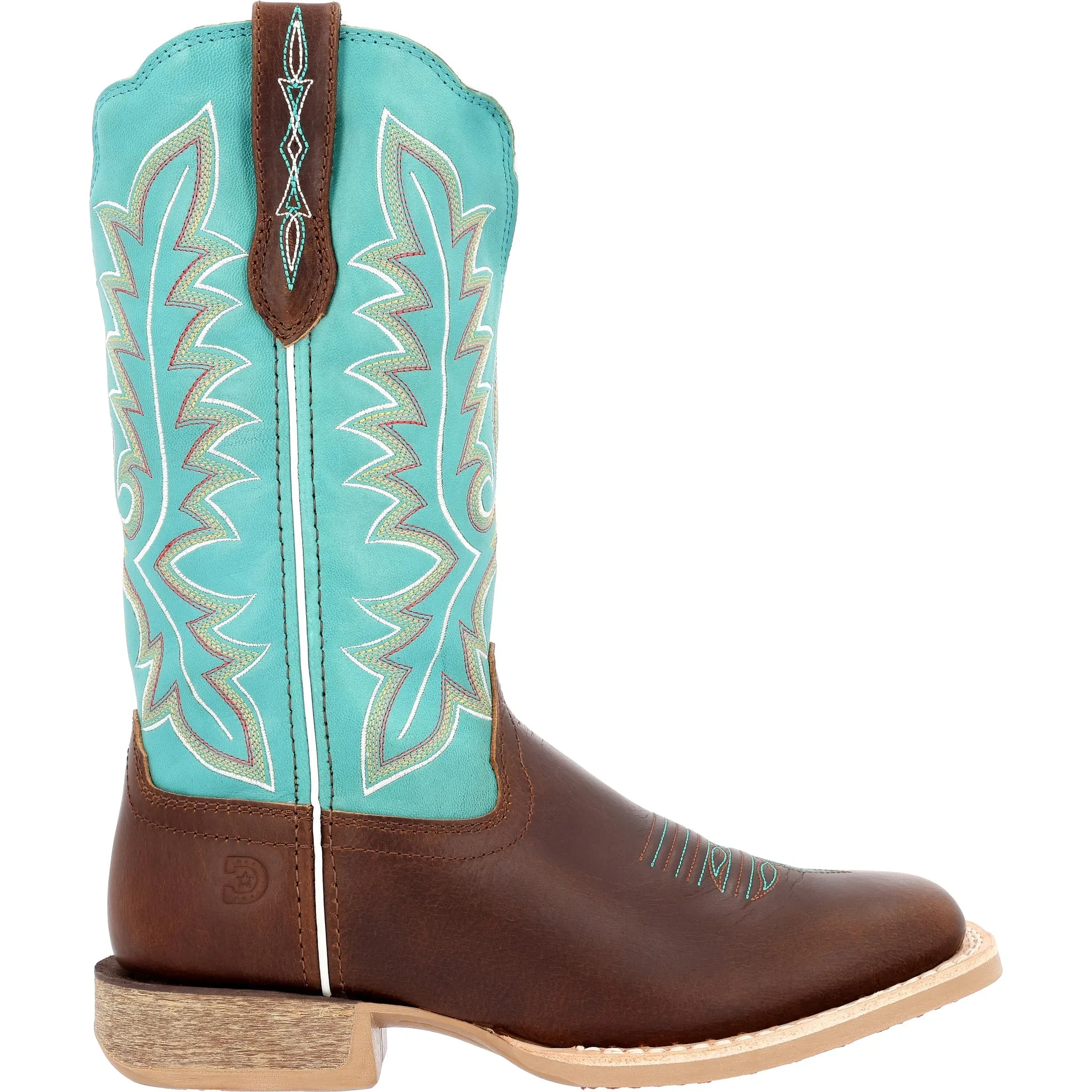 Durango Women’s Bay Brown Artic Blue Leather Square Toe Boot DRD0443