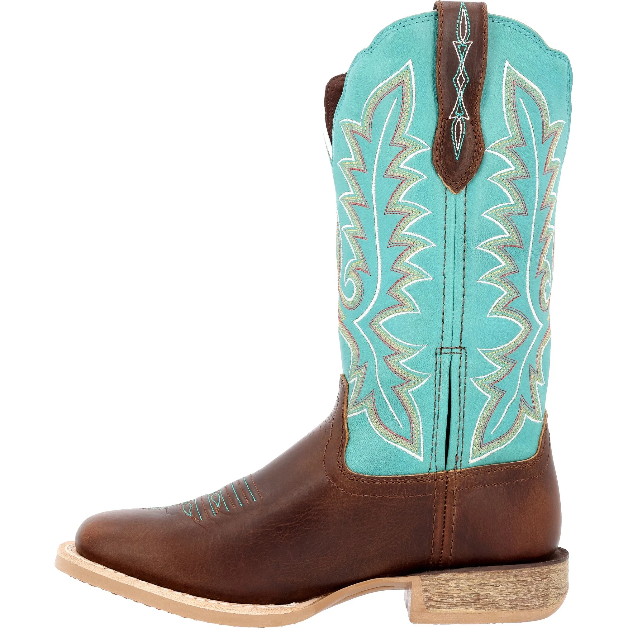 Durango Women’s Bay Brown Artic Blue Leather Square Toe Boot DRD0443