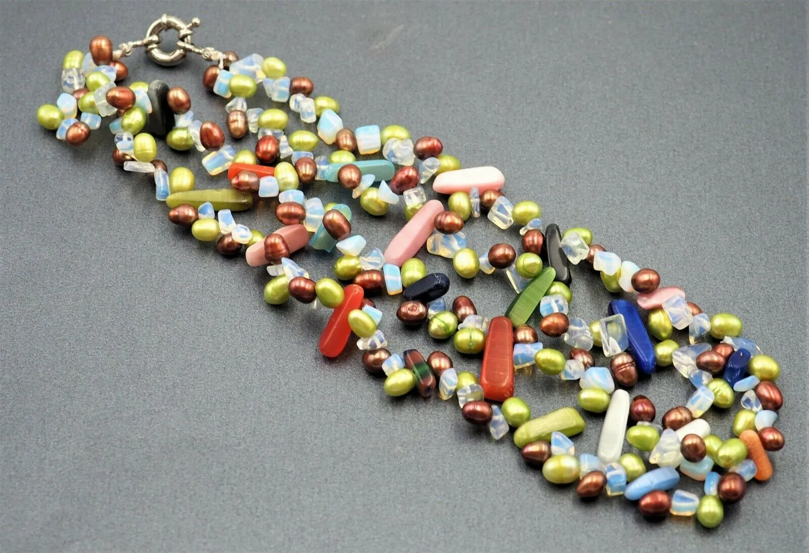 Dyed Freshwater Pearl & Glass Necklace
