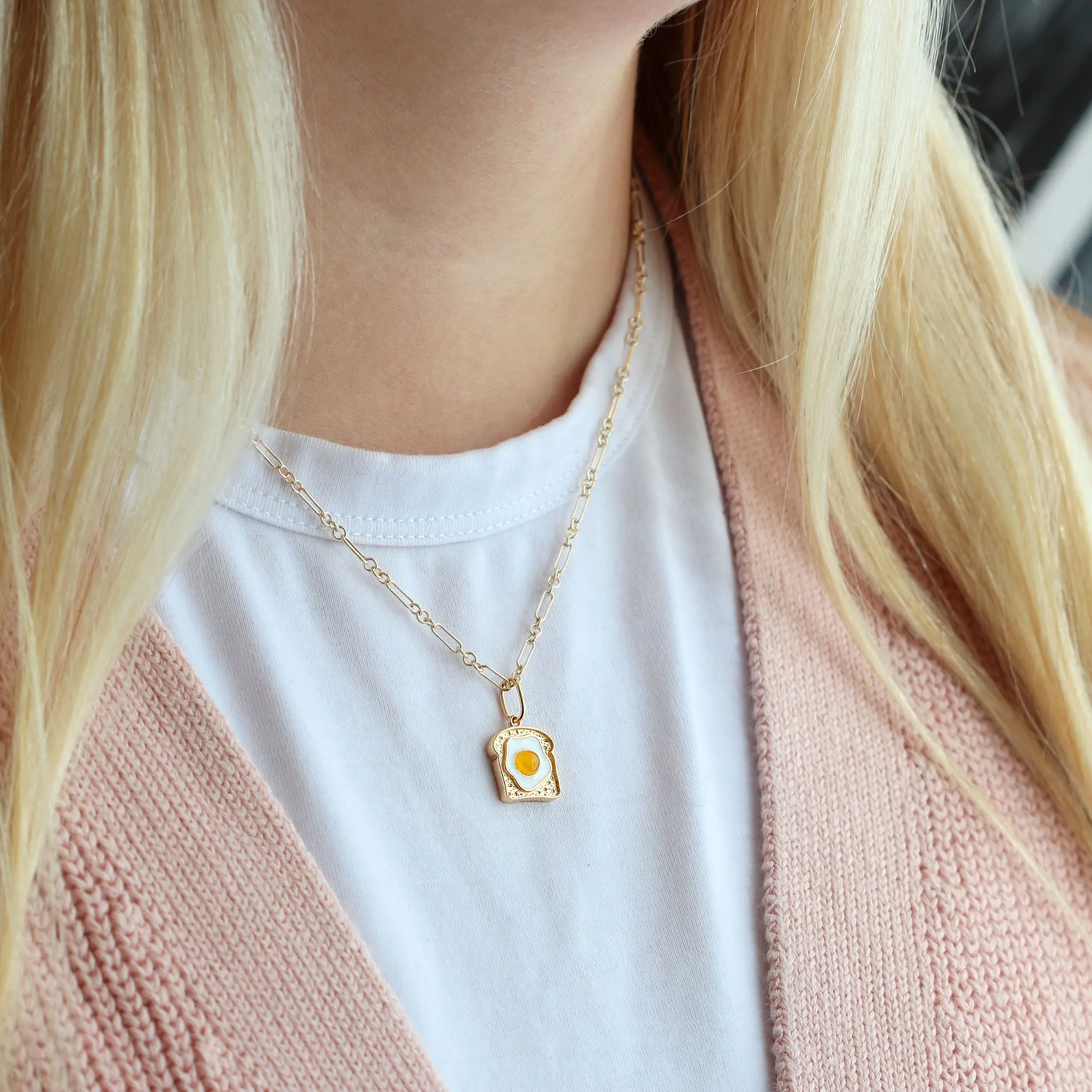 Egg on Toast Enamel Charm