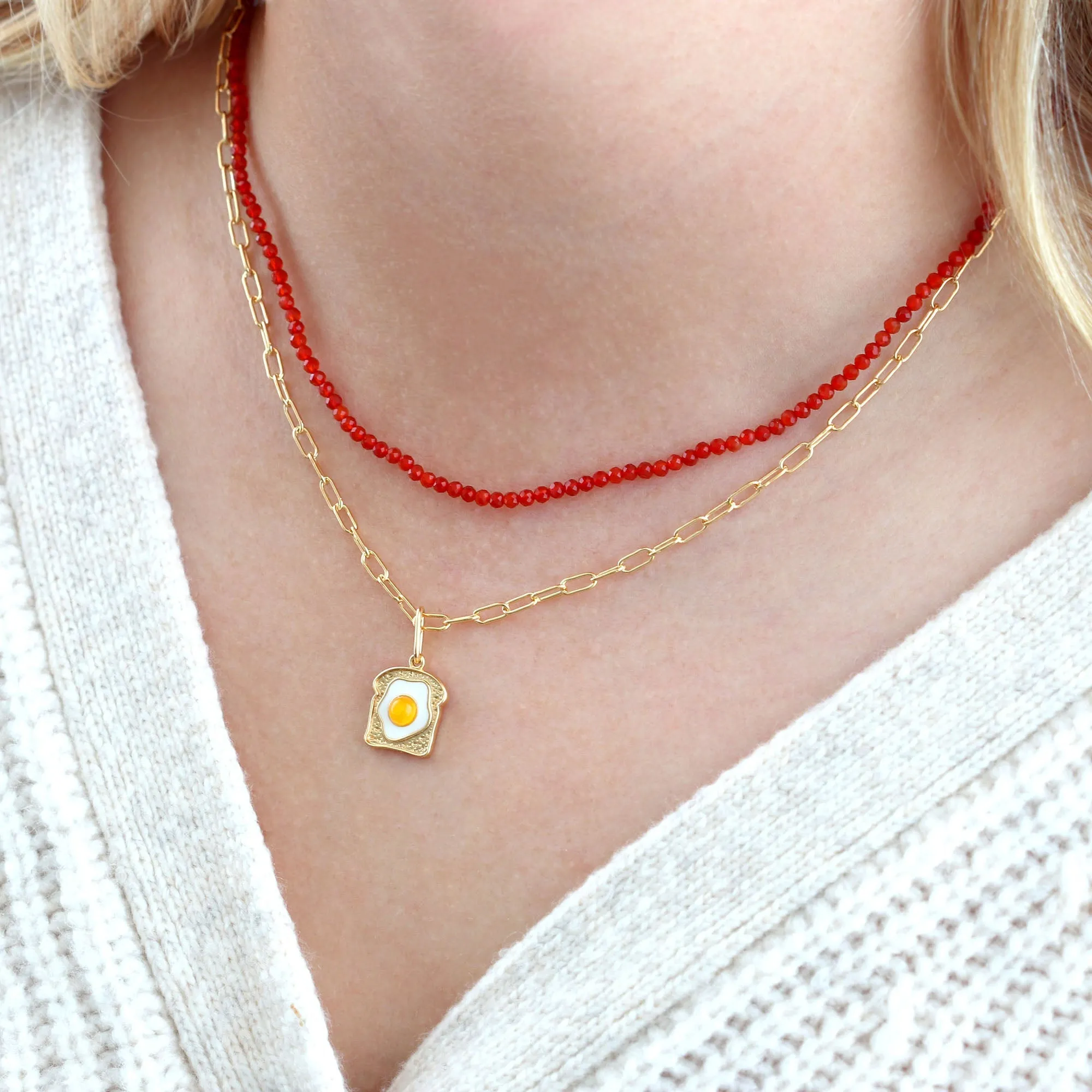 Egg on Toast Enamel Charm