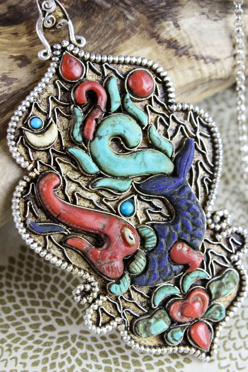 Elaborate Makara Sterling Silver Necklace