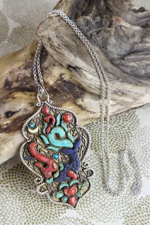 Elaborate Makara Sterling Silver Necklace