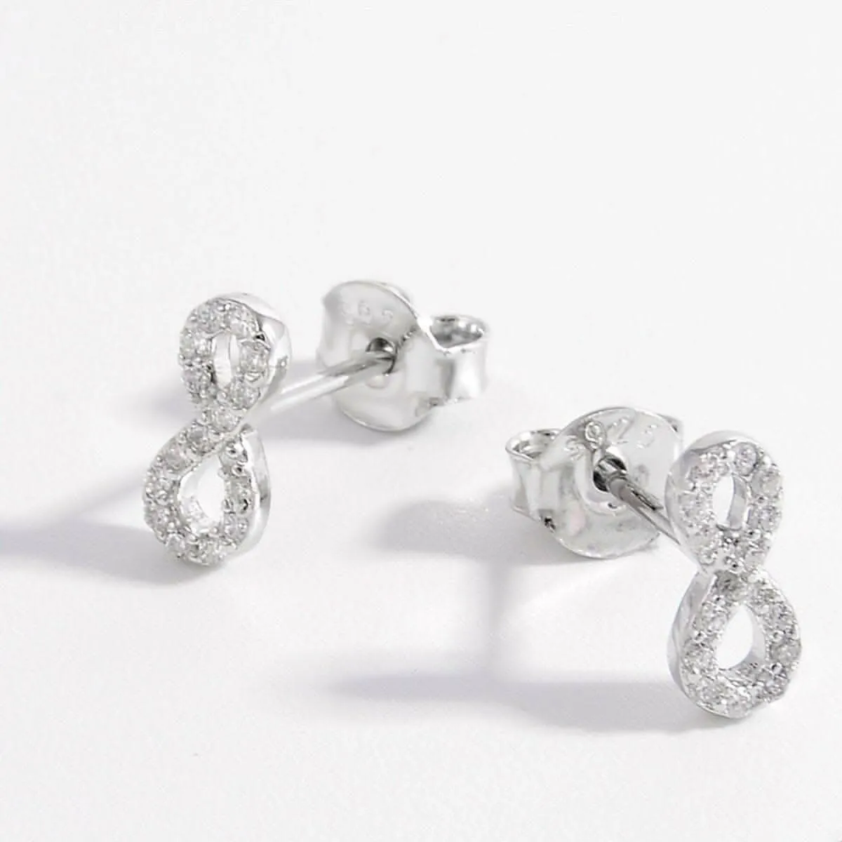 Elegant zircon infinity stud earrings