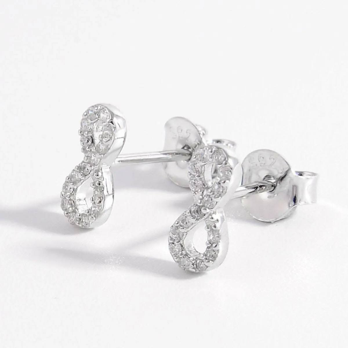 Elegant zircon infinity stud earrings