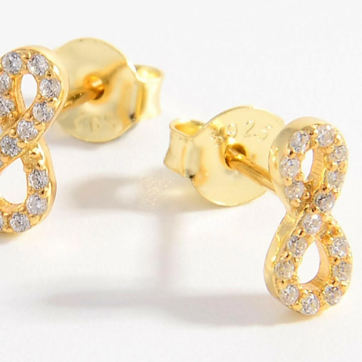 Elegant zircon infinity stud earrings