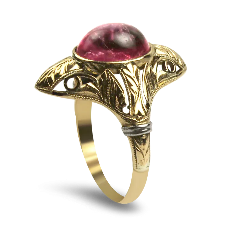 Estate 14K Yellow Gold Victorian Tourmaline Ring