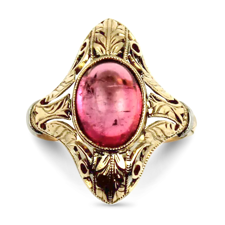 Estate 14K Yellow Gold Victorian Tourmaline Ring