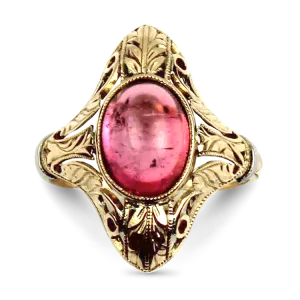 Estate 14K Yellow Gold Victorian Tourmaline Ring