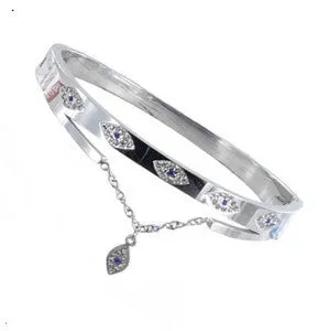 Evil Eye Charm Bracelet Cuff Cubic Zirconia 18K Gold Plated Hard Bracelets - KESLEY