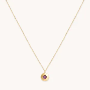 February Amethyst Birthstone Necklace in Solid Gold