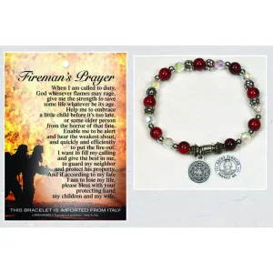 Firemen/ St Florian - Italian Stretch Bracelet with Prayer Card - Pack of 4