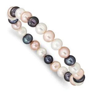 Fresh Water White Peach Black Pearl Bracelet