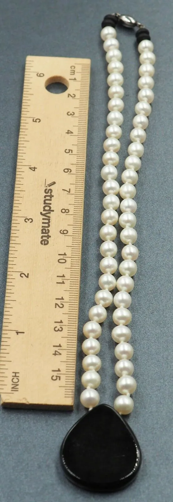 Freshwater Pearl Strand Necklace with Onyx Enhancer Fashion Jewellery