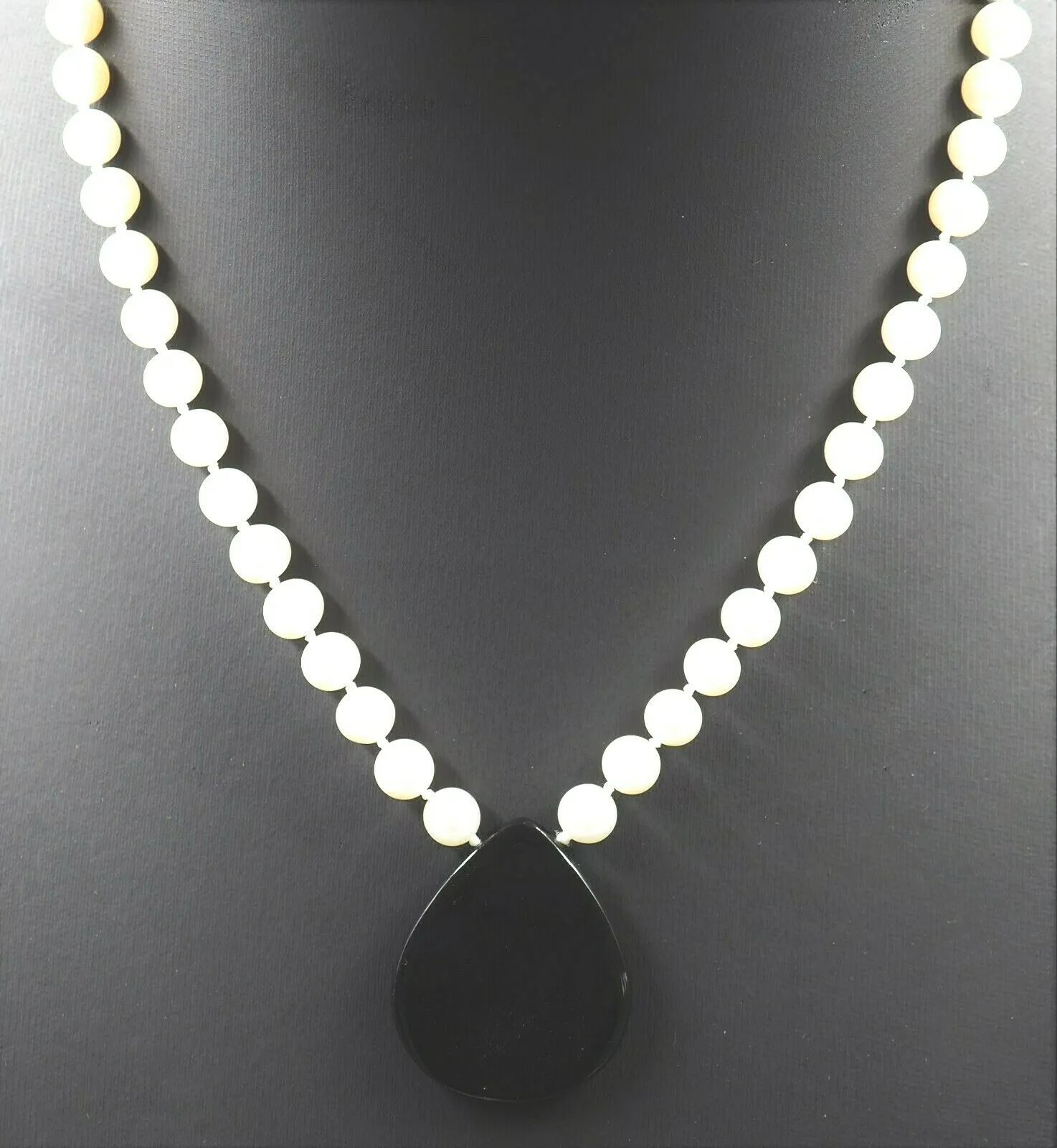 Freshwater Pearl Strand Necklace with Onyx Enhancer Fashion Jewellery