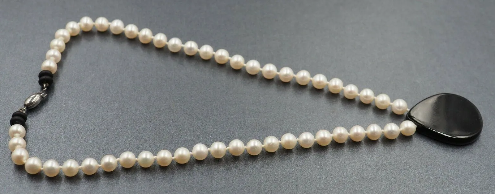 Freshwater Pearl Strand Necklace with Onyx Enhancer Fashion Jewellery