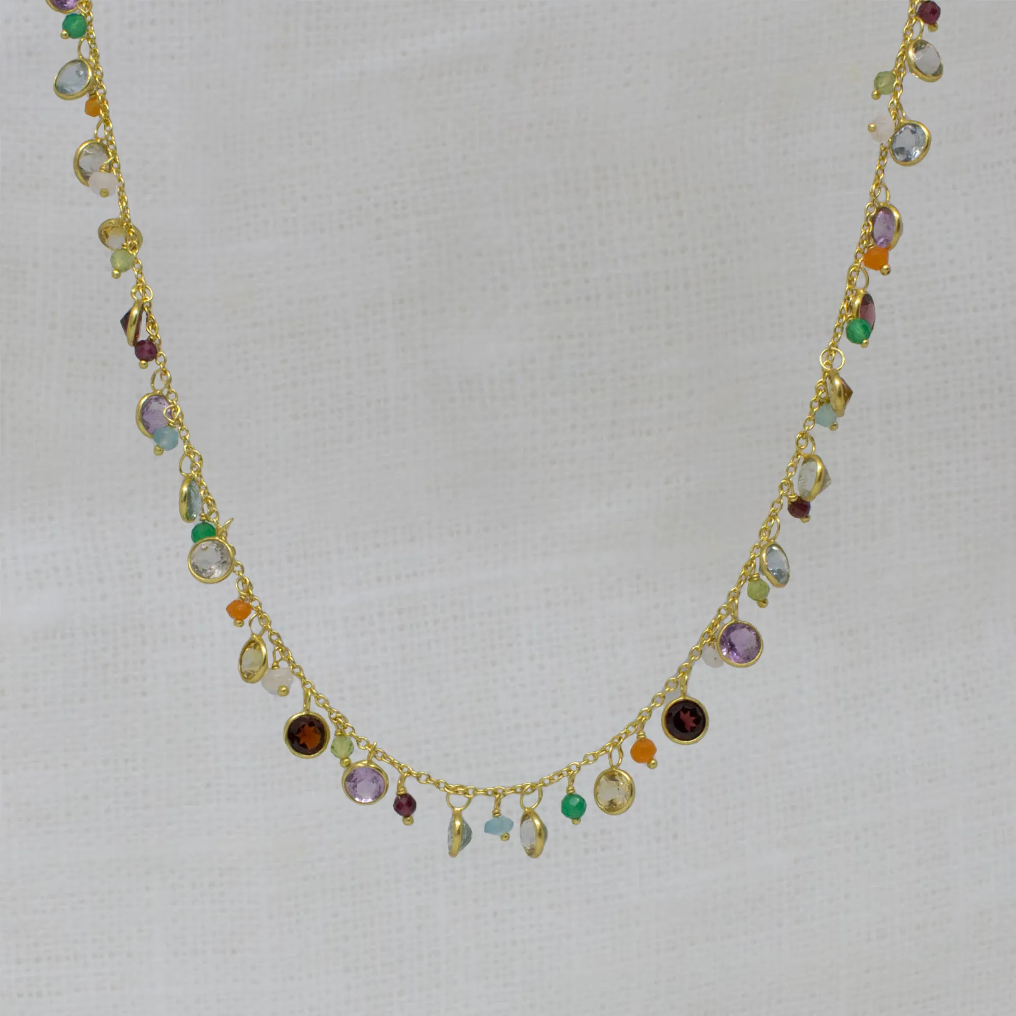 Gemstone and Gold Charm Necklace