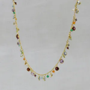 Gemstone and Gold Charm Necklace