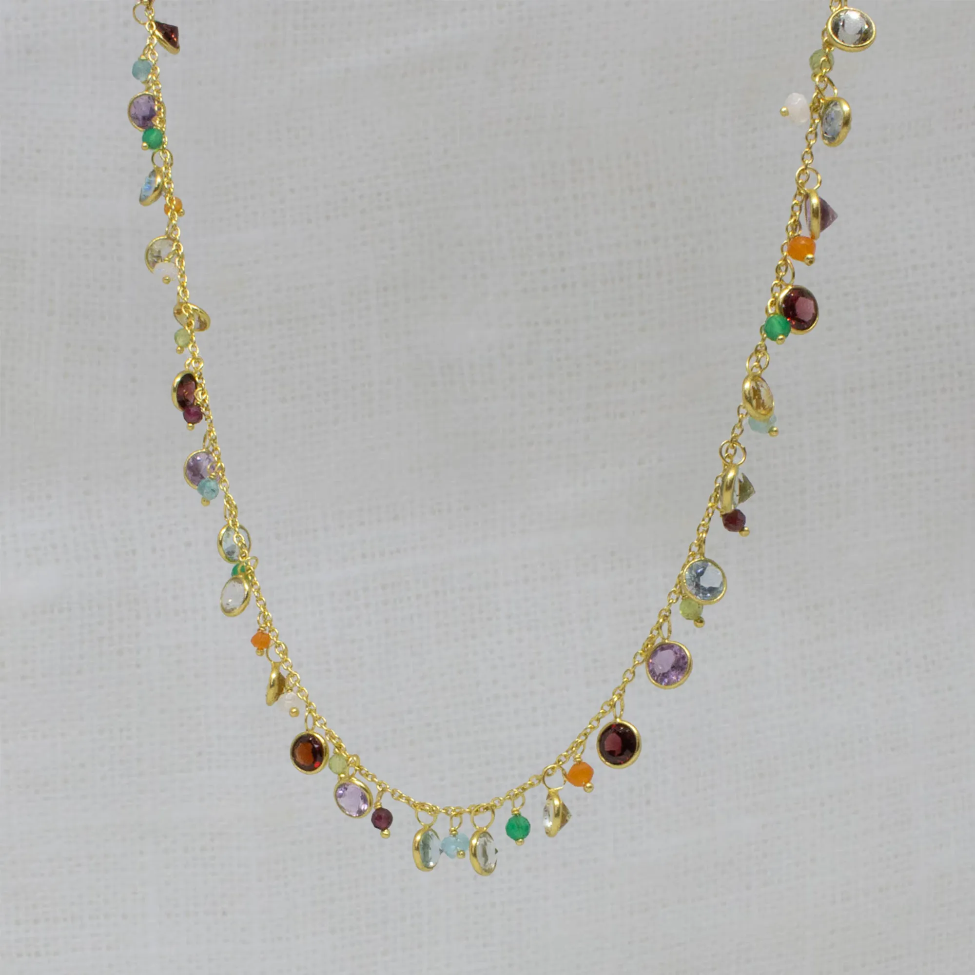 Gemstone and Gold Charm Necklace