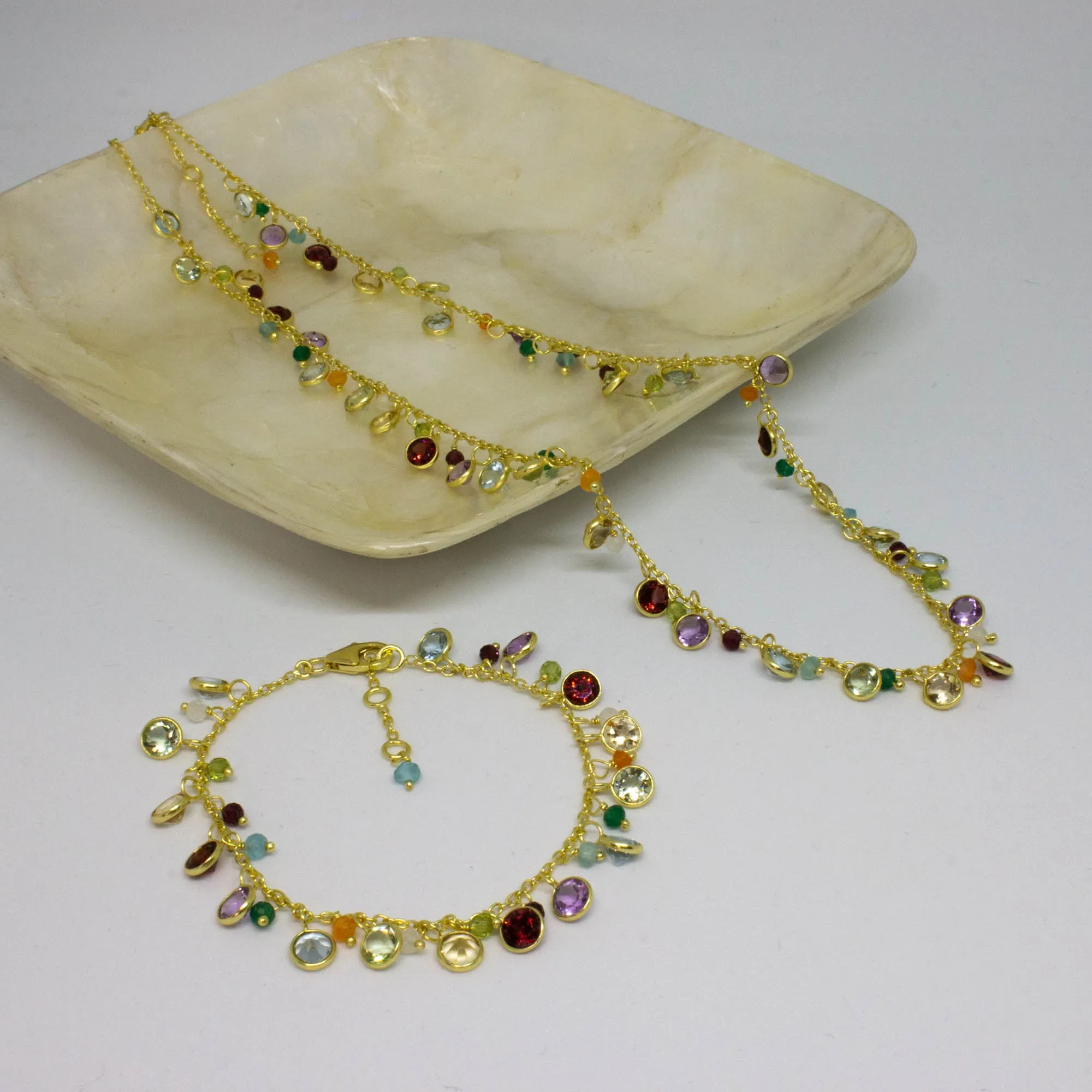 Gemstone and Gold Charm Necklace