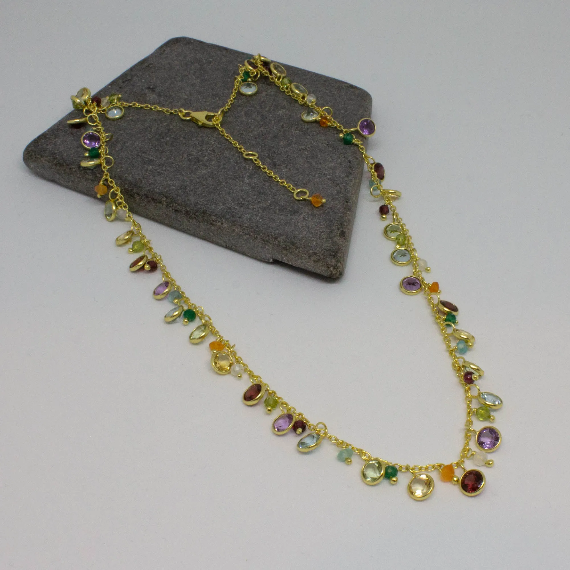 Gemstone and Gold Charm Necklace