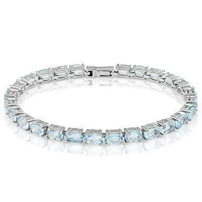 GLAMOROUS ! OV6X4 BABY SWISS BLUE TOPAZ 925 STERLING SILVER BRACELET