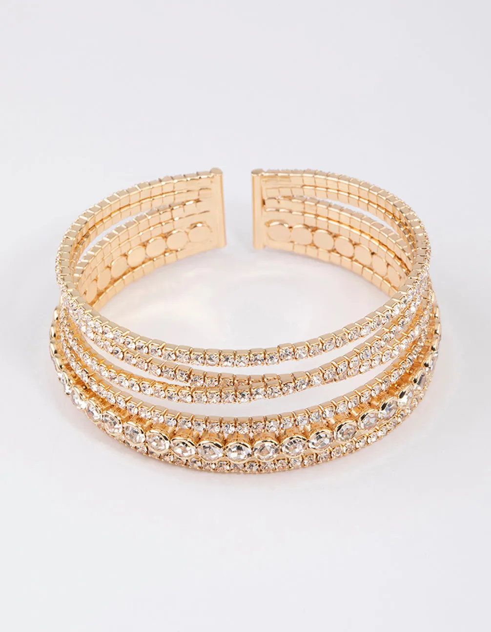 Gold Criss Cross Circle Cup Chain Bangle