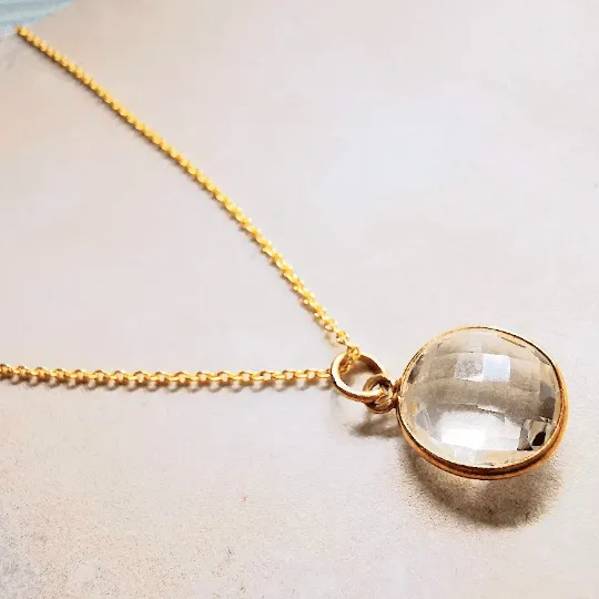 Gold Green Amethyst Pendant Necklace