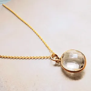 Gold Green Amethyst Pendant Necklace