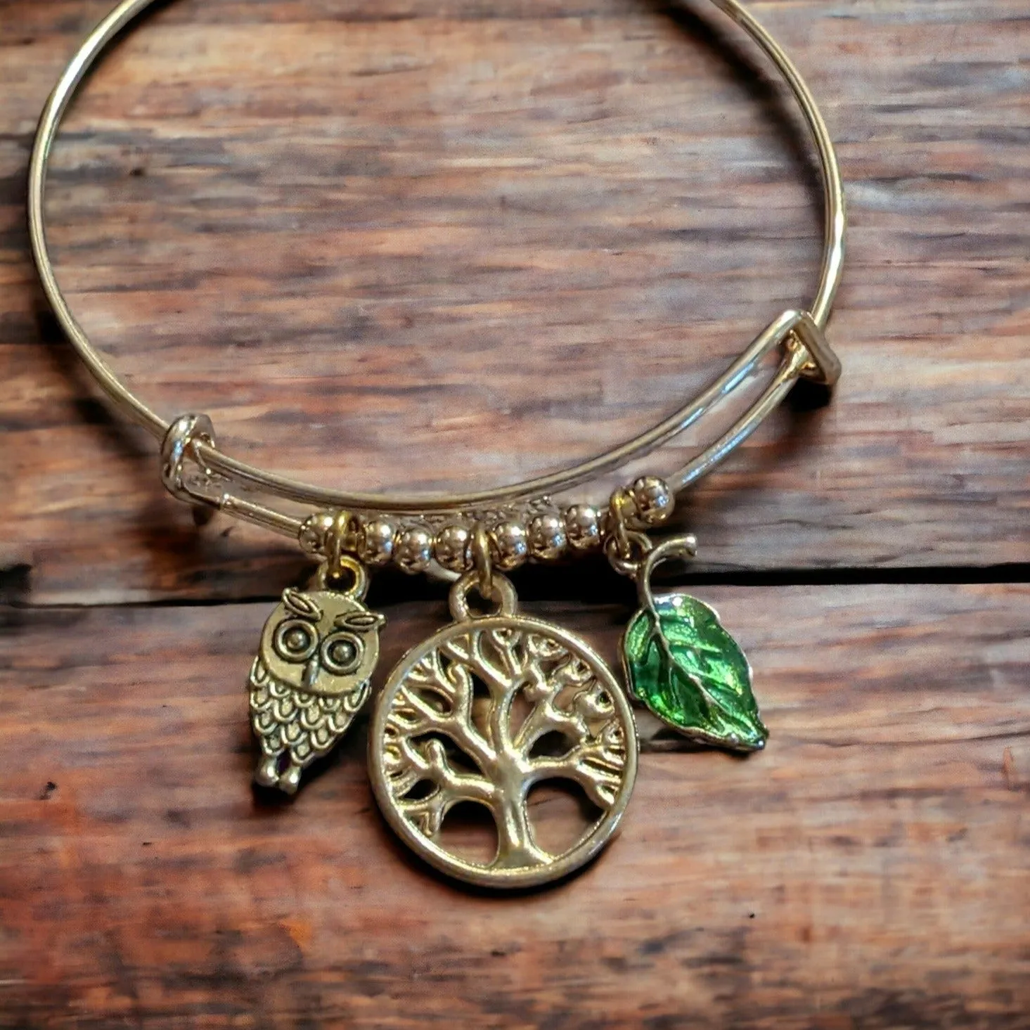 Gold Tree of Life Beaded Bangle bracelet