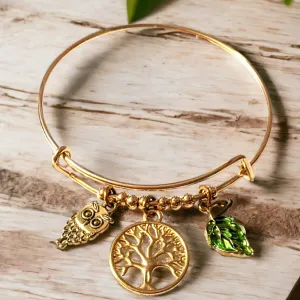 Gold Tree of Life Beaded Bangle bracelet