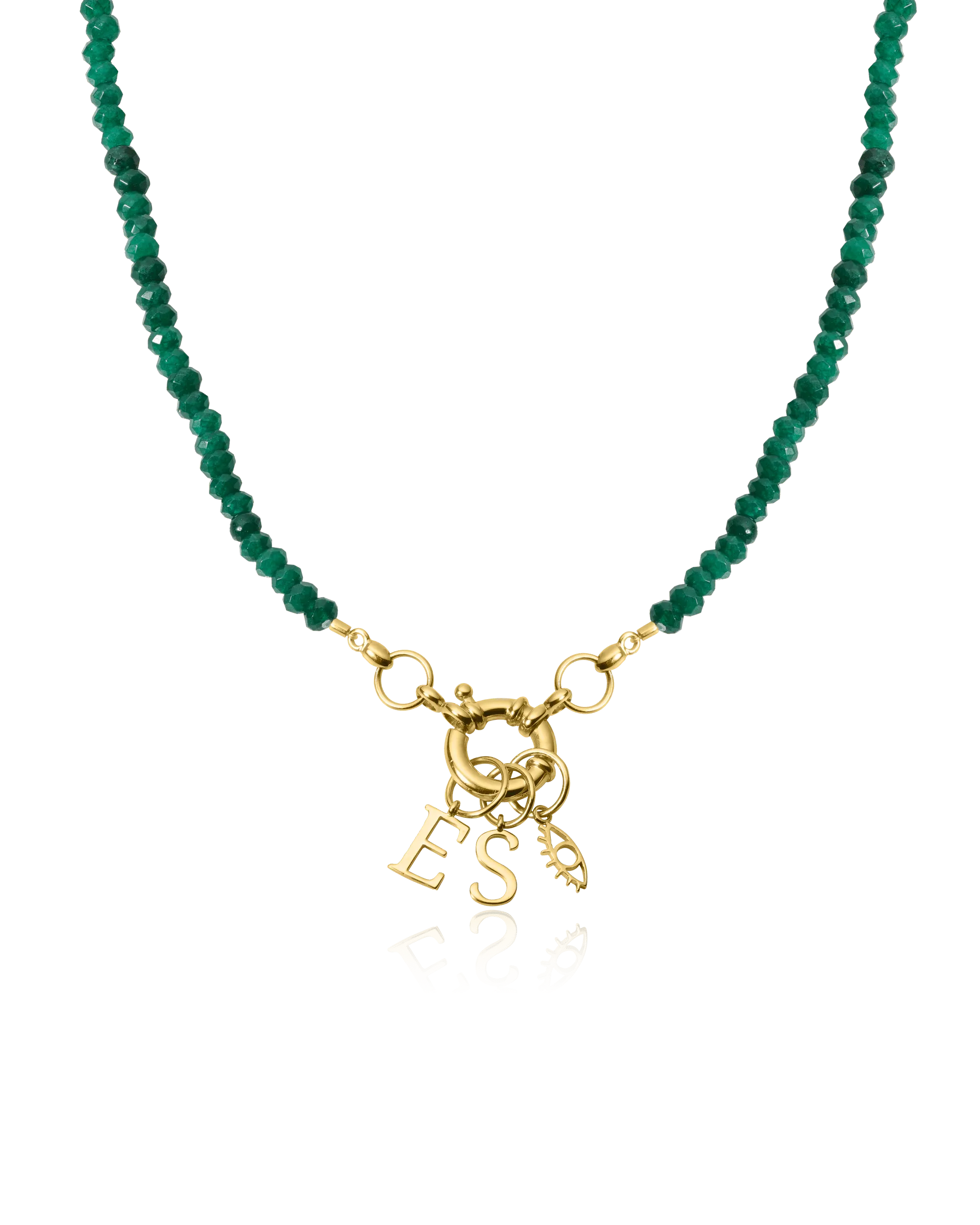 Green Jade Charm Lock Necklace - 18K Gold Vermeil