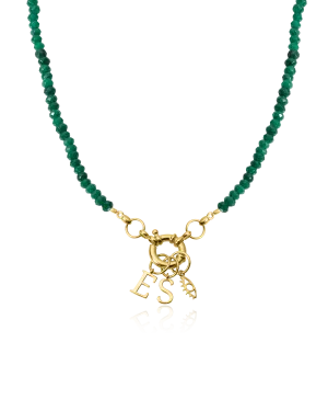 Green Jade Charm Lock Necklace - 18K Gold Vermeil