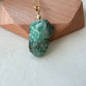 Green Jade Grape, Gold Plated, Jadeite Jade, Hand Carved Pendant Necklace, FCSG-0921-1647035832