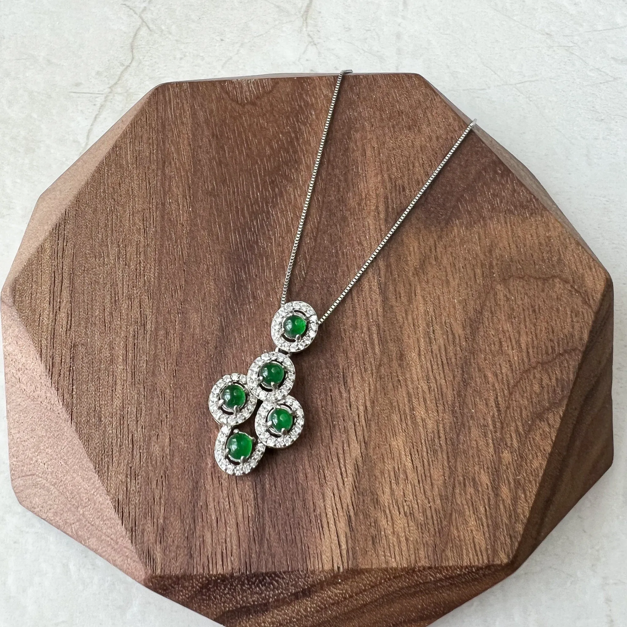Green Jade Pendant, Jadeite Jade, Small Dainty, Sterling Silver Pendant Necklace, FDD4-1221-0021769