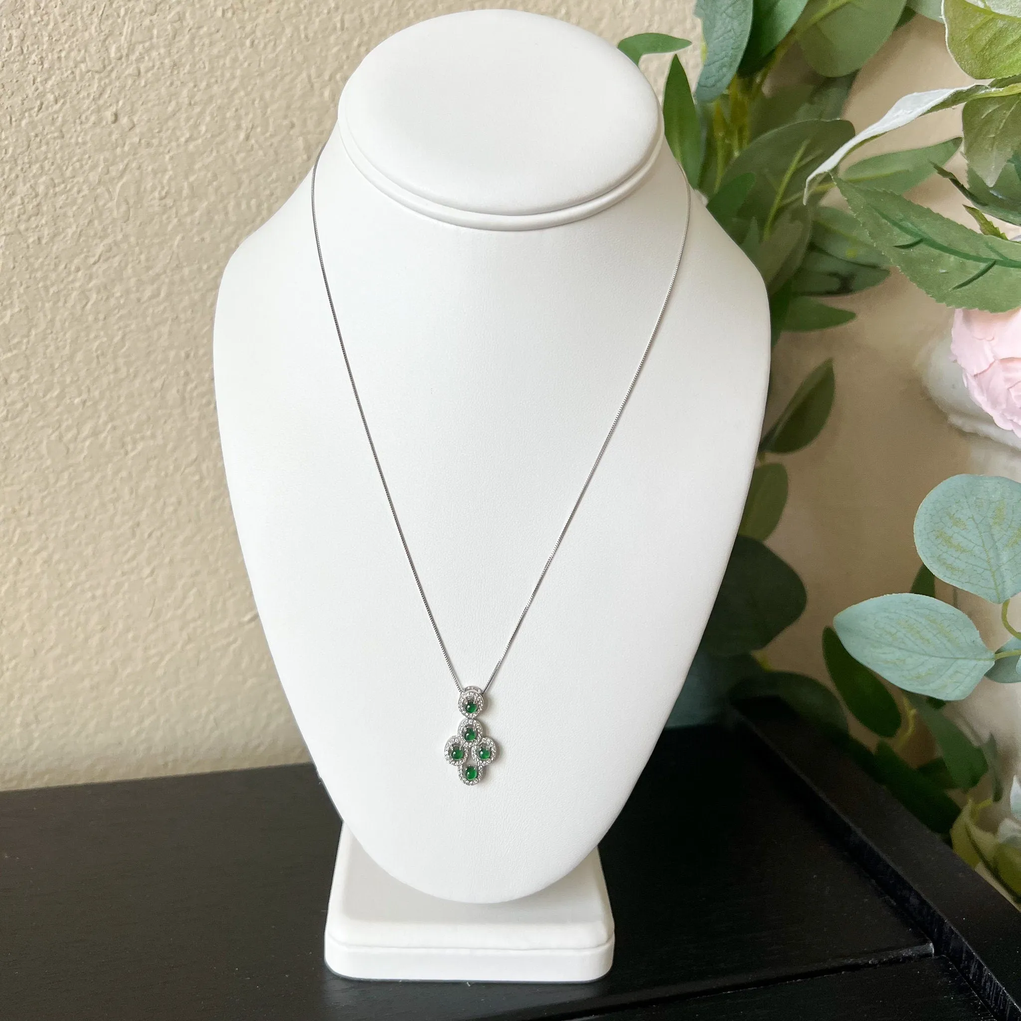 Green Jade Pendant, Jadeite Jade, Small Dainty, Sterling Silver Pendant Necklace, FDD4-1221-0021769