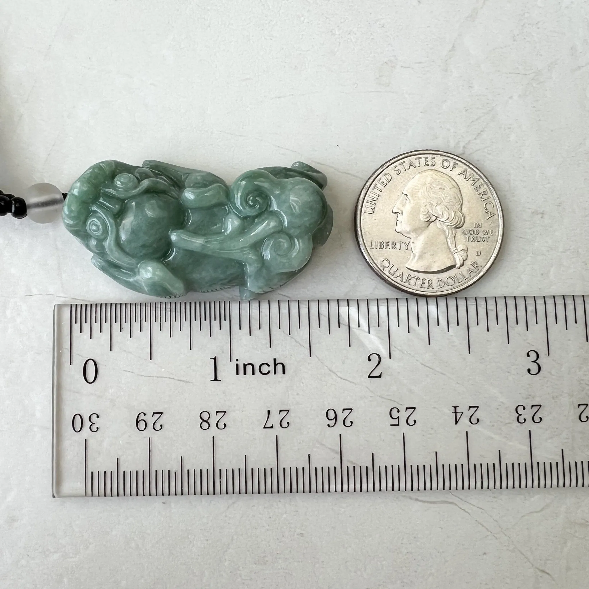 Green Jadeite Jade, Dragon Pixiu Pi Xiu, 貔貅, Dragon Chinese Carved Pendant, YJ-1221-0168140