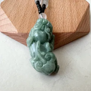 Green Jadeite Jade, Dragon Pixiu Pi Xiu, 貔貅, Dragon Chinese Carved Pendant, YJ-1221-0168140