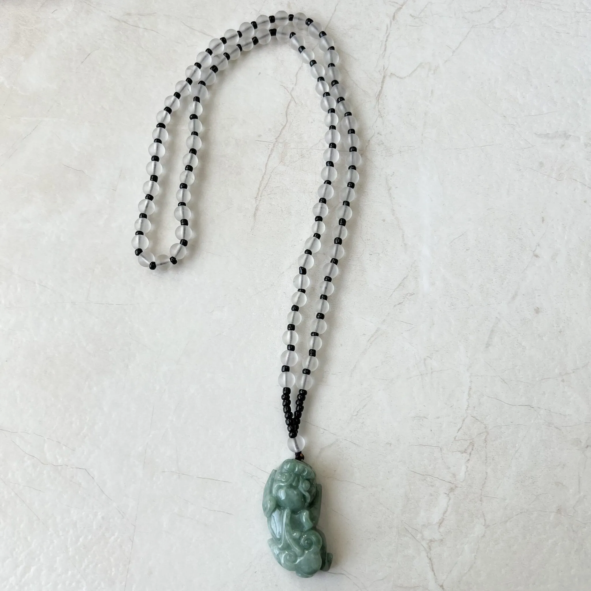Green Jadeite Jade, Dragon Pixiu Pi Xiu, 貔貅, Dragon Chinese Carved Pendant, YJ-1221-0168140