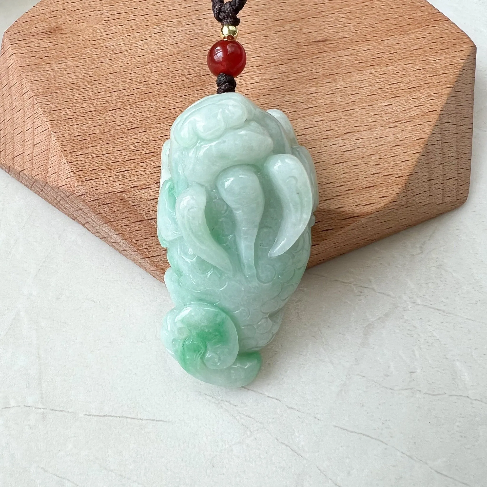 Green Jadeite Jade, Dragon Pixiu Pi Xiu, 貔貅, Dragon Chinese Carved Pendant, ZYF-1221-1651242206