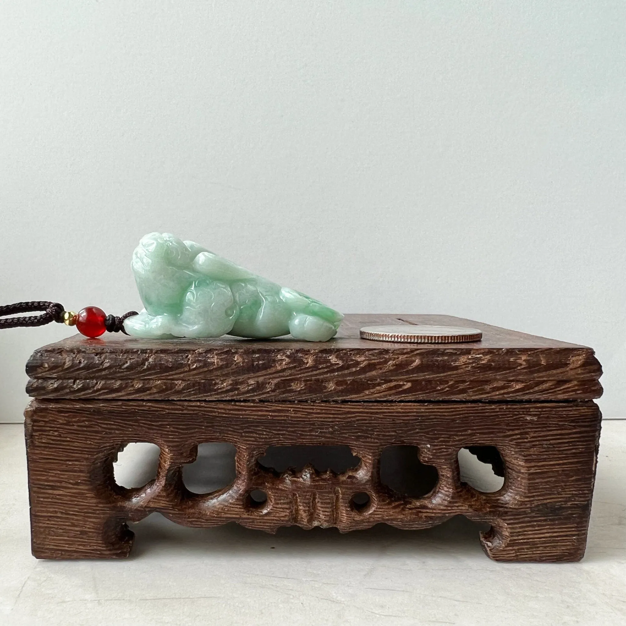 Green Jadeite Jade, Dragon Pixiu Pi Xiu, 貔貅, Dragon Chinese Carved Pendant, ZYF-1221-1651242206