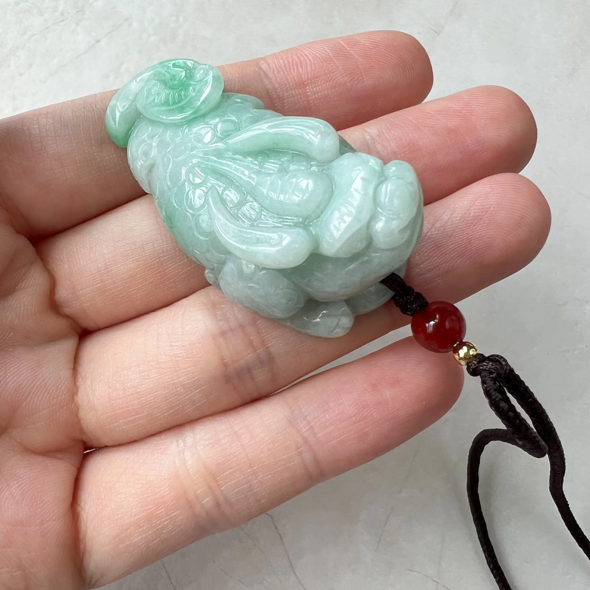 Green Jadeite Jade, Dragon Pixiu Pi Xiu, 貔貅, Dragon Chinese Carved Pendant, ZYF-1221-1651242206
