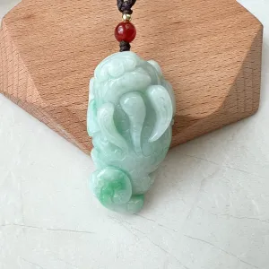 Green Jadeite Jade, Dragon Pixiu Pi Xiu, 貔貅, Dragon Chinese Carved Pendant, ZYF-1221-1651242206