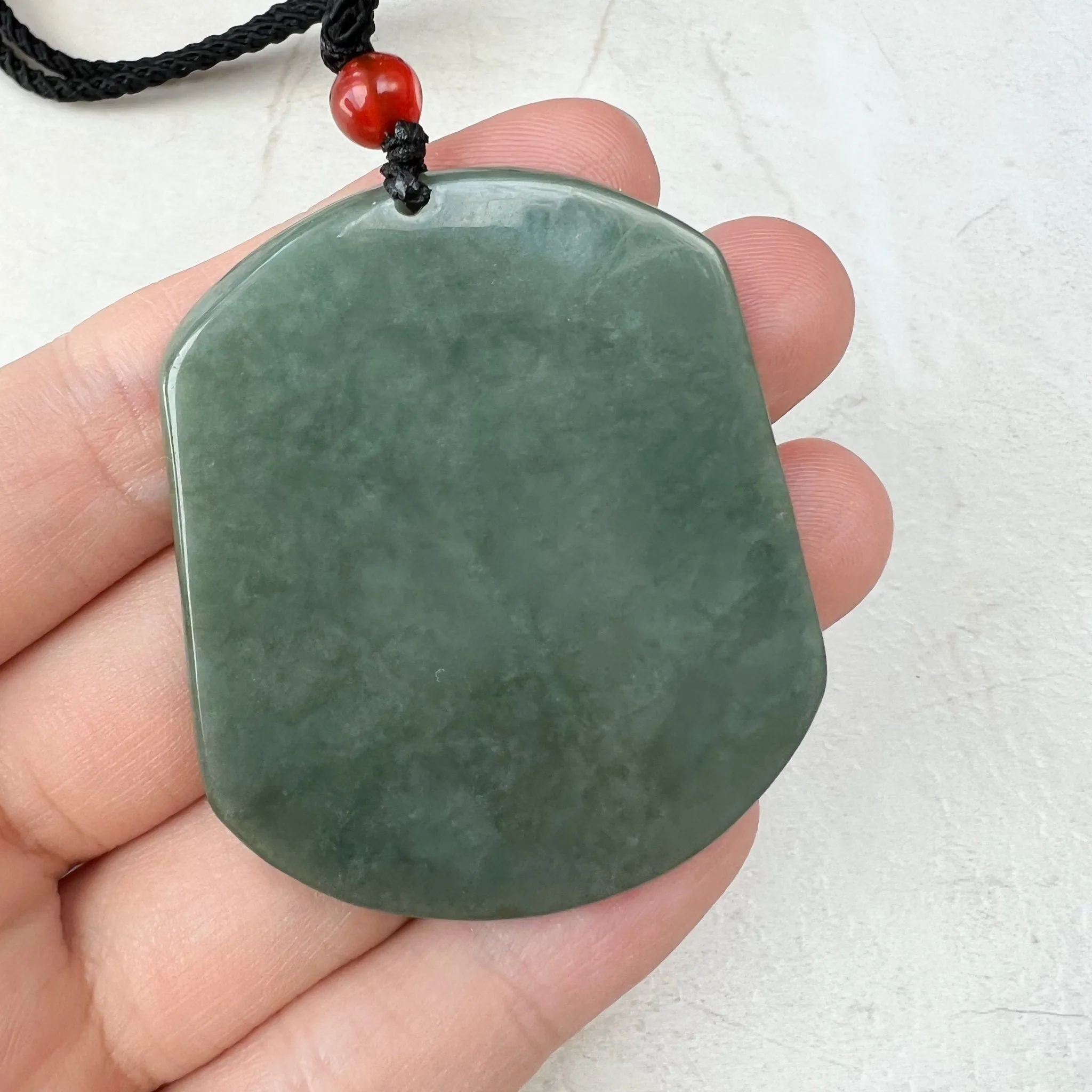 Green Jadeite Jade Guan Yin Avalokiteshvara Carved Pendant Necklace, YJ-1221-0354840