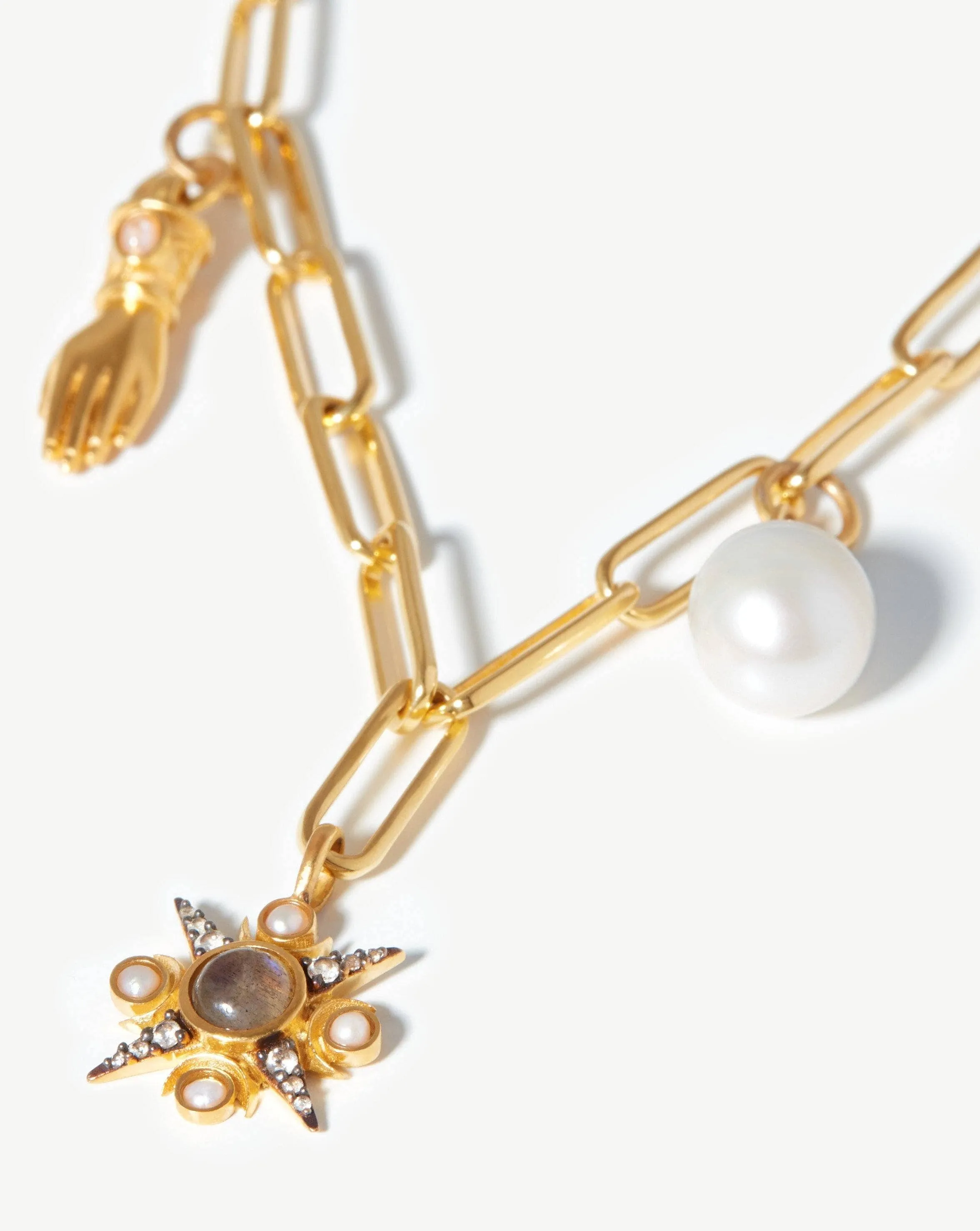 Harris Reed Symbols of Change Necklace | 18k Gold Plated/Pearl & Labradorite